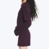 Long-Sleeved Cotton Mini Dress – Dark Plum Long-Sleeved Cotton Mini Dress – Dark Plum