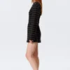 Long-Sleeved Cotton Mini Dress – Striped Black Long-Sleeved Cotton Mini Dress – Striped Black