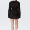 Long-Sleeved Cotton Mini Dress – Striped Black Long-Sleeved Cotton Mini Dress – Striped Black