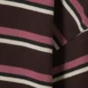 Long-Sleeved Cotton Polo Top – Dark Plum – Pink Stripes
