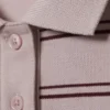 Long-Sleeved Cotton Polo Top – Striped Light Pink