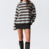 Long-Sleeved Cotton T-Shirt – Blue/Brown Stripe Long-Sleeved Cotton T-Shirt – Blue/Brown Stripe