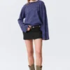 Long-Sleeved Cotton T-Shirt – Blue & Burgundy Stripes