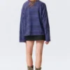 Long-Sleeved Cotton T-Shirt – Blue & Burgundy Stripes