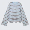 Long-Sleeved Cotton T-Shirt – Blue/Multi Stripe Long-Sleeved Cotton T-Shirt – Blue/Multi Stripe