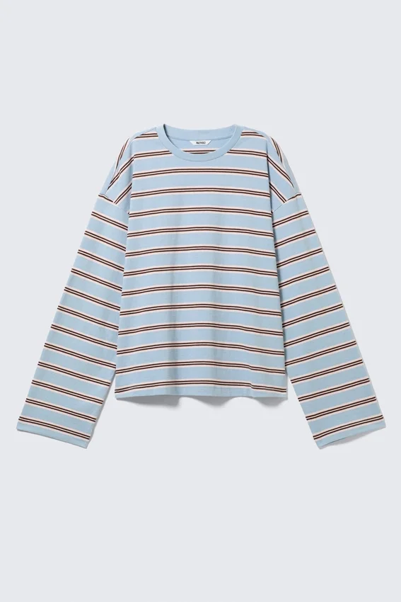 Long-Sleeved Cotton T-Shirt – Blue/Multi Stripe Long-Sleeved Cotton T-Shirt – Blue/Multi Stripe