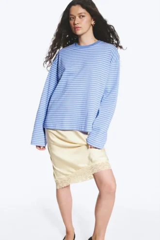Long-Sleeved Cotton T-Shirt – Blue/White Stripes Long-Sleeved Cotton T-Shirt – Blue/White Stripes