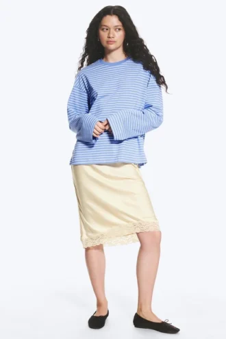 Long-Sleeved Cotton T-Shirt – Blue/White Stripes Long-Sleeved Cotton T-Shirt – Blue/White Stripes