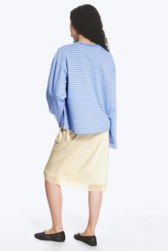 Long-Sleeved Cotton T-Shirt – Blue/White Stripes Long-Sleeved Cotton T-Shirt – Blue/White Stripes