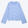Long-Sleeved Cotton T-Shirt – Blue/White Stripes Long-Sleeved Cotton T-Shirt – Blue/White Stripes