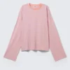 Long-Sleeved Cotton T-Shirt – Coral/Lilac Stripes Long-Sleeved Cotton T-Shirt – Coral/Lilac Stripes