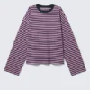 Long-Sleeved Cotton T-Shirt – Navy/Pink Stripe Long-Sleeved Cotton T-Shirt – Navy/Pink Stripe