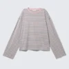 Long-Sleeved Cotton T-Shirt – Pink Stripes Long-Sleeved Cotton T-Shirt – Pink Stripes