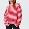 Long-Sleeved Cotton T-Shirt – Red & Pink Stripes Long-Sleeved Cotton T-Shirt – Red & Pink Stripes