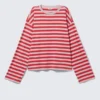 Long-Sleeved Cotton T-Shirt – Red & Pink Stripes Long-Sleeved Cotton T-Shirt – Red & Pink Stripes