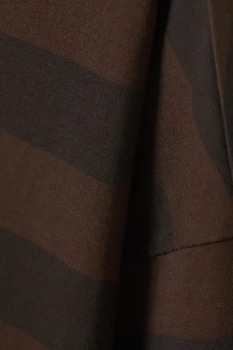 Long-Sleeved Cotton T-Shirt – Striped Dark Brown