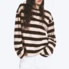 Long-Sleeved Cotton T-Shirt – Striped Dark Brown/Dusty Pink Long-Sleeved Cotton T-Shirt – Striped Dark Brown/Dusty Pink