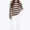 Long-Sleeved Cotton T-Shirt – Striped Dark Brown/Dusty Pink Long-Sleeved Cotton T-Shirt – Striped Dark Brown/Dusty Pink
