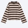 Long-Sleeved Cotton T-Shirt – Striped Dark Brown/Dusty Pink Long-Sleeved Cotton T-Shirt – Striped Dark Brown/Dusty Pink