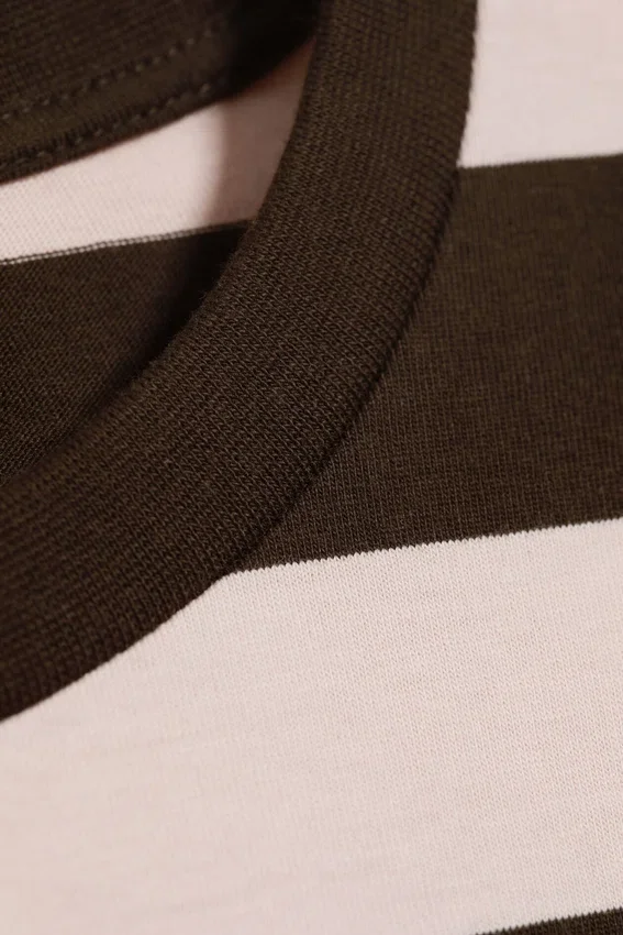 Long-Sleeved Cotton T-Shirt – Striped Dark Brown/Dusty Pink Long-Sleeved Cotton T-Shirt – Striped Dark Brown/Dusty Pink