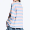 Long-Sleeved Cotton T-Shirt – Striped Pink/Blue Long-Sleeved Cotton T-Shirt – Striped Pink/Blue