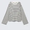 Long-Sleeved Cotton T-Shirt – White – Black Stripes Long-Sleeved Cotton T-Shirt – White – Black Stripes