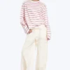 Long-Sleeved Cotton T-Shirt – White – Pink/Red Stripes Long-Sleeved Cotton T-Shirt – White – Pink/Red Stripes