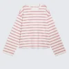 Long-Sleeved Cotton T-Shirt – White – Pink/Red Stripes Long-Sleeved Cotton T-Shirt – White – Pink/Red Stripes