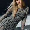Long-Sleeved Distressed Maxi Dress – Grey Long-Sleeved Distressed Maxi Dress – Grey