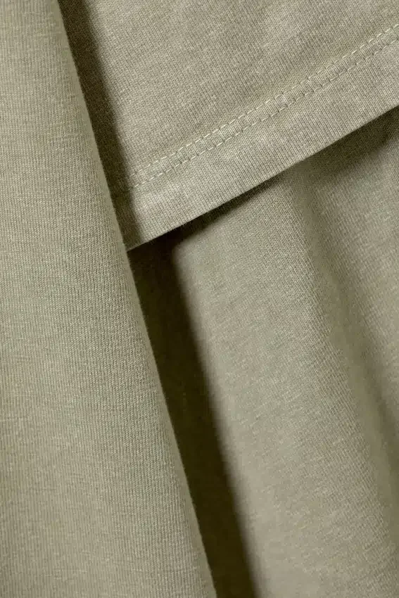 Long-Sleeved Double-Layered Oversized T-Shirt – Light Khaki – Cosmic Echo Long-Sleeved Double-Layered Oversized T-Shirt – Light Khaki – Cosmic Echo