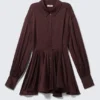 Long-Sleeved Fit-And-Flare Mini Dress – Dark Plum Long-Sleeved Fit-And-Flare Mini Dress – Dark Plum