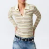 Long-Sleeved Fitted Polo Shirt – Yellow Multi Stripe Long-Sleeved Fitted Polo Shirt – Yellow Multi Stripe