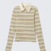Long-Sleeved Fitted Polo Shirt – Yellow Multi Stripe Long-Sleeved Fitted Polo Shirt – Yellow Multi Stripe