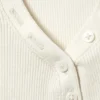 Long-Sleeved Fitted V-Neck Top – White Long-Sleeved Fitted V-Neck Top – White