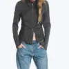 Long-Sleeved Fitted Zip Shirt – Striped Dark Grey Melange Long-Sleeved Fitted Zip Shirt – Striped Dark Grey Melange