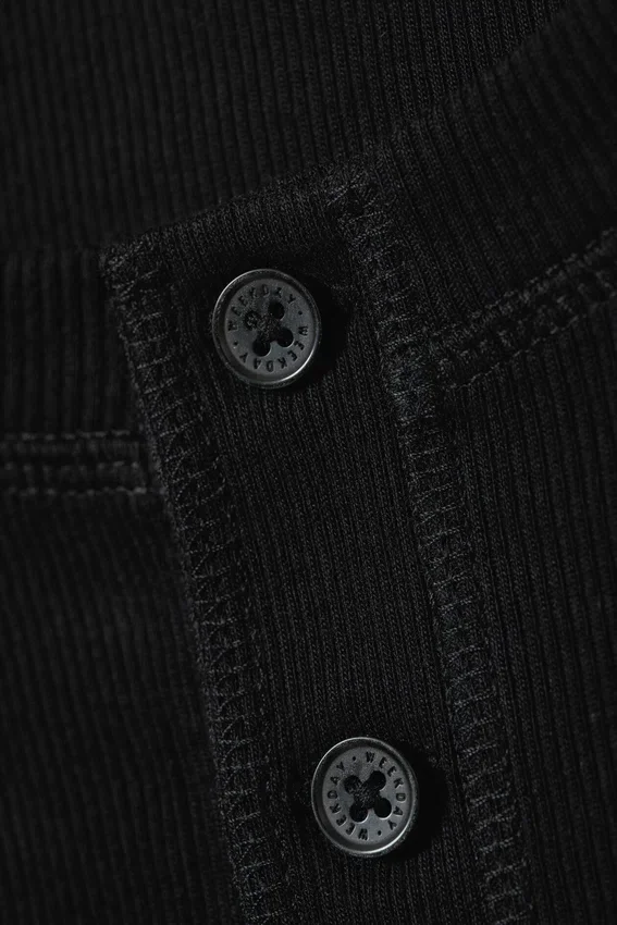 Long-Sleeved Henley T-Shirt – Black Long-Sleeved Henley T-Shirt – Black