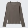 Long-Sleeved Henley T-Shirt – Dark Mole Long-Sleeved Henley T-Shirt – Dark Mole