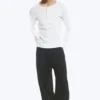 Long-Sleeved Henley T-Shirt – Dusty White Long-Sleeved Henley T-Shirt – Dusty White
