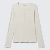 Long-Sleeved Henley T-Shirt – Dusty White Long-Sleeved Henley T-Shirt – Dusty White