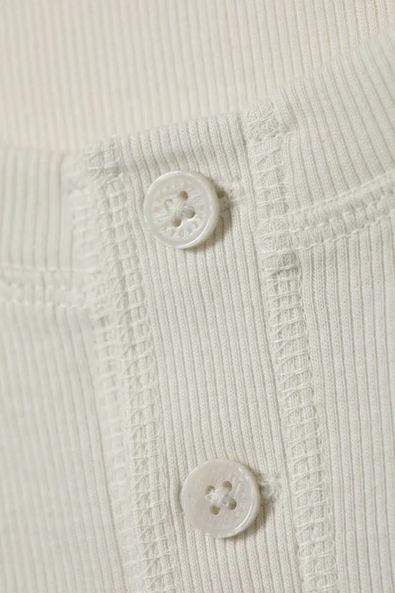Long-Sleeved Henley T-Shirt – Dusty White Long-Sleeved Henley T-Shirt – Dusty White