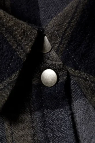 Long-Sleeved Mini Shirt-Dress – Dark Grey Check