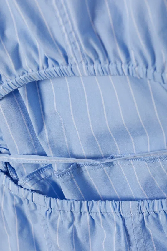 Long-Sleeved Mini Wrap Shirt Dress – Light Blue Pinstripe Long-Sleeved Mini Wrap Shirt Dress – Light Blue Pinstripe