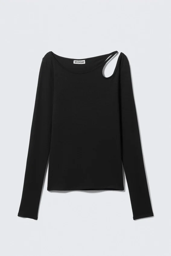 Long-Sleeved Off-Shoulder Top – Black Long-Sleeved Off-Shoulder Top – Black