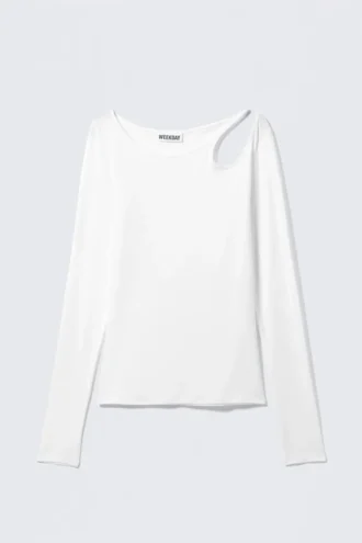 Long-Sleeved Off-Shoulder Top – White