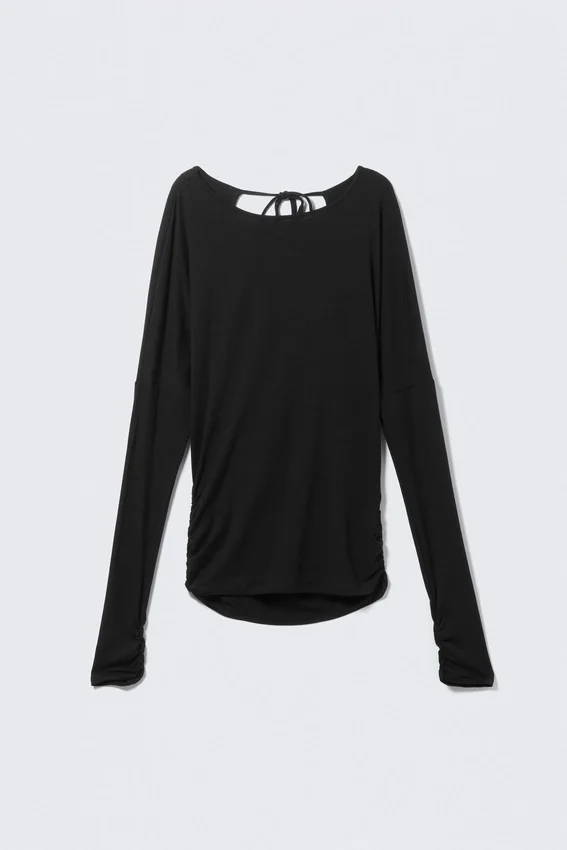 Long-Sleeved Open Back Top – Black Long-Sleeved Open Back Top – Black