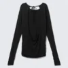 Long-Sleeved Open Back Top – Black Long-Sleeved Open Back Top – Black