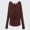 Long-Sleeved Open Back Top – Burgundy Long-Sleeved Open Back Top – Burgundy