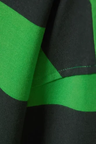 Long-Sleeved Oversized Cotton T-Shirt – Black & Green Stripe