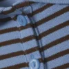 Long-Sleeved Polo Top – Blue & Black Stripes