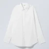 Long-Sleeved Poplin Cotton Shirt – White Long-Sleeved Poplin Cotton Shirt – White